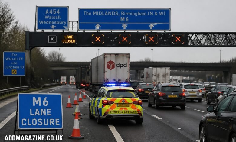 M6 Walsall Birmingham Lanes Closure