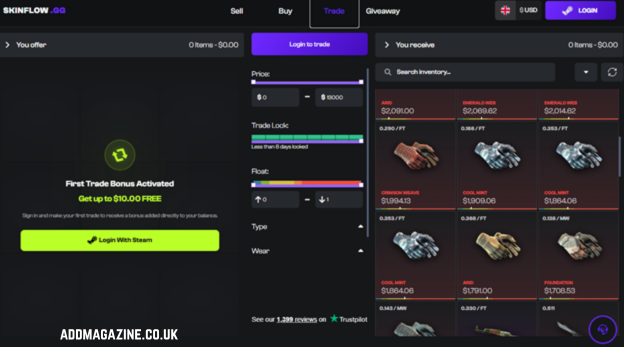 buy, sell, or trade in-game weapon skins